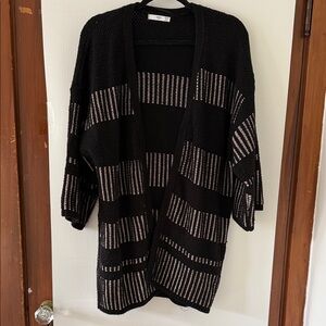 Mango Black and Cream Striped Cardigan